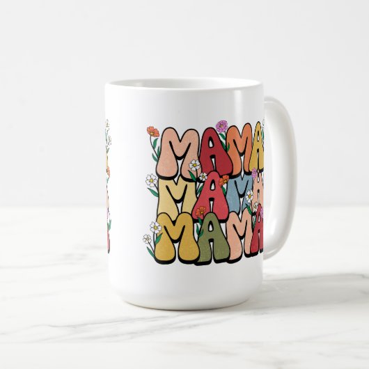 Mug Maman's Day Mama Retro Texte (Devant droit)