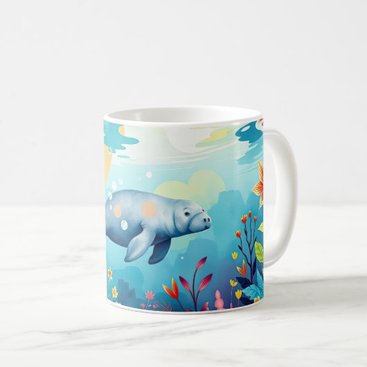Mug Manat sous-marin et art Imaginaire floral (Devant droit)