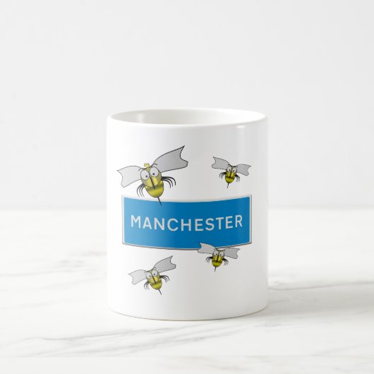 Mug Manchester road sign with bees.  (Centre)