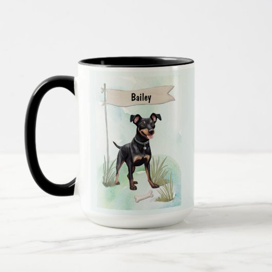 Mug Manchester Terrier Watercolor Personalized Dog (Gauche)