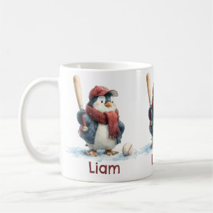 Mug Manchette de baseball de pingouin d'hiver personna