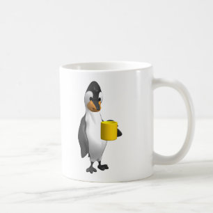 Mug manchot buvant du café