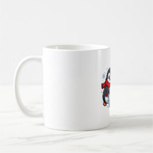 Mug Manchot Construisant un Bonhomme de Neige Hiver