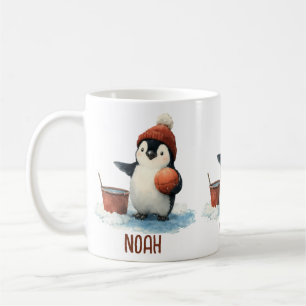 Mug Manchot de basket d'hiver personnalisé pour enfant