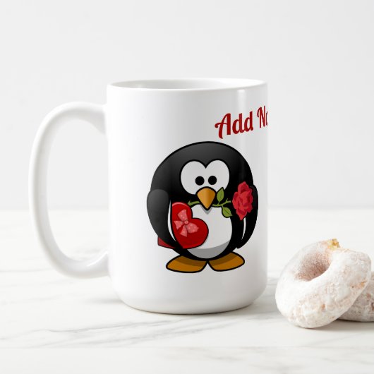 Mug Manchot de la Saint-Valentin (Avec donut)