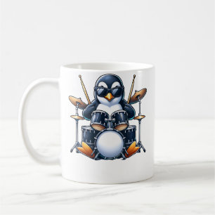 Mug Manchot jouant de la batterie Musicien groupe de r