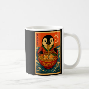 Mug Manchot mangeant des nouilles japonaises Ramen drô