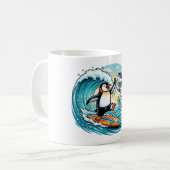 Mug Manchot surfeur et requin high five (Devant gauche)