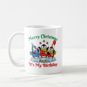 Mug Manchots drôles, Joyeux Noël Anniversaire