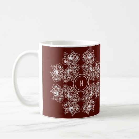 Mug Mandala à fleurs ethniques. Couronne florale (Gauche)
