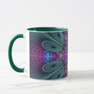 Mug Mandala à partir du centre, art fractal coloré ave