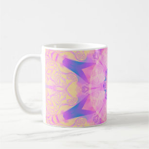 Mug Mandala abstrait rétro numérique. Fleur brillante.