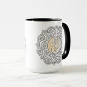 Mug Mandala argent et or (Devant droit)