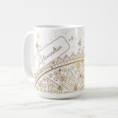 Mug Mandala avec étoiles dorées sur fond blanc personn (Devant gauche)