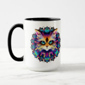 Mug Mandala avec portrait de chat mignon et duveteux (Gauche)