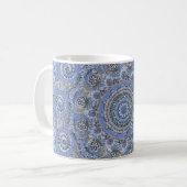 Mug Mandala Bleu Avec Des Mots Vie Mer De Plage (Devant gauche)