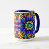 Mug Mandala bleu soleil (Devant droit)