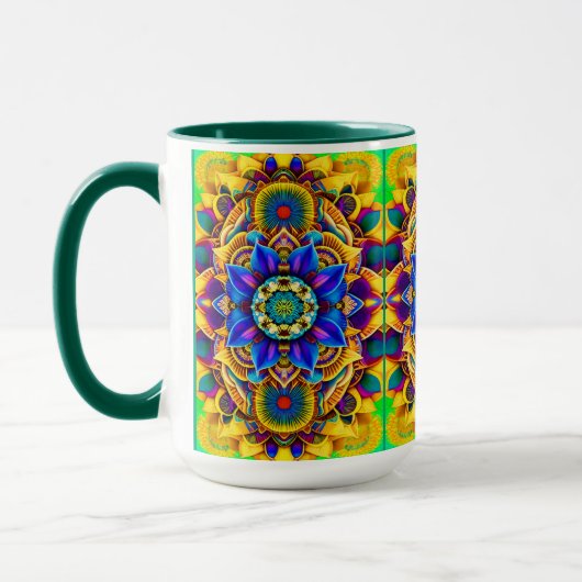 Mug Mandala bleu soleil (Gauche)