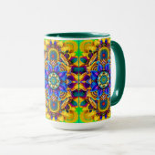 Mug Mandala bleu soleil (Devant droit)