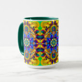 Mug Mandala bleu soleil (Devant gauche)