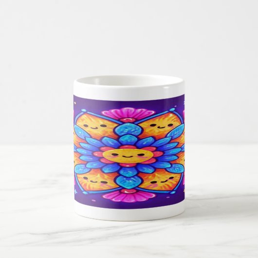 Mug “Mandala Bloom: Sip Joyfully in Neon Kawaii” (Centre)