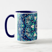 Mug Mandala d'art des points bleus (Gauche)