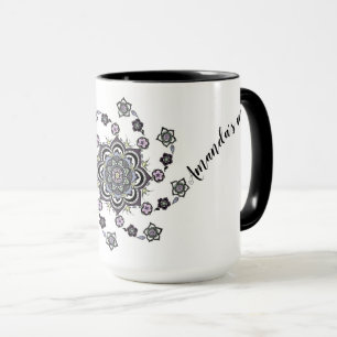 Mug Mandala de fleur en spirale moderne personnalisée