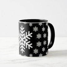 Mandala de flocons de neige minimaliste noir et bl
