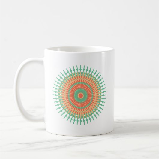 Mug Mandala design vert, orange indienne (Gauche)