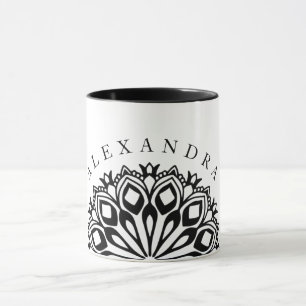 Mug Mandala d'ornement noir et blanc