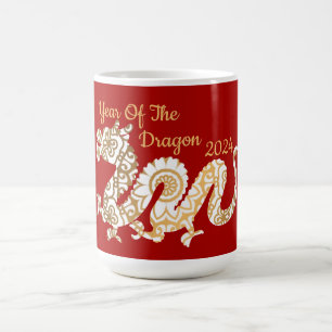 Mug Mandala Dragon 2024 Chinois Nouvel An Rouge