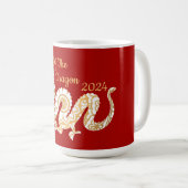 Mug Mandala Dragon 2024 Chinois Nouvel An Rouge (Devant droit)