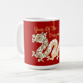 Mug Mandala Dragon 2024 Chinois Nouvel An Rouge (Devant gauche)
