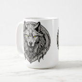Mug Mandala du Loup Féroce : Symbole de Force (Devant gauche)