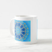 Mug Mandala en bleu électrique et turquoise (Devant gauche)