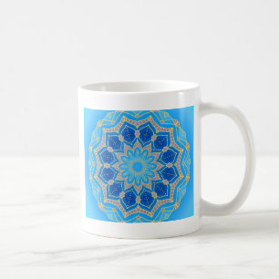 Mug Mandala en bleu électrique et turquoise
