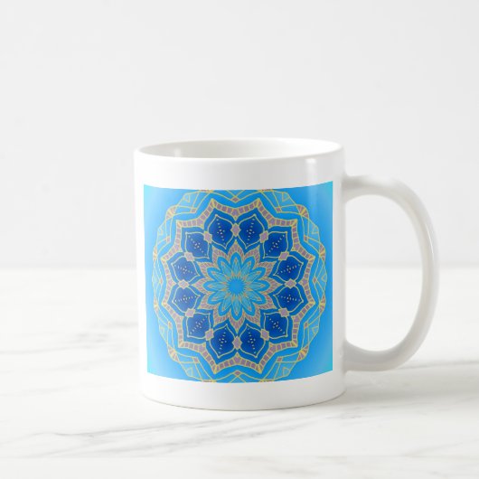 Mug Mandala en bleu électrique et turquoise (Droite)