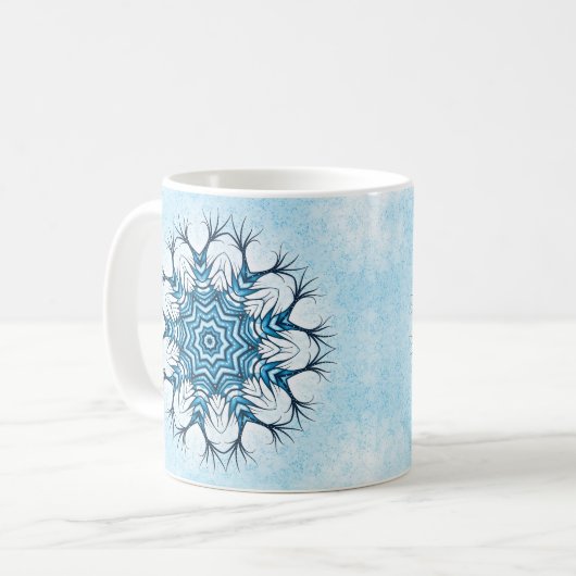 Mug Mandala en Blue Winter Art Abstrait (Devant gauche)
