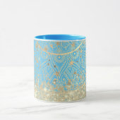 Mug Mandala envoûtant avec Gold Stars sur Turquoise (Centre)