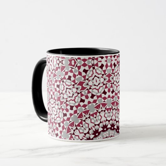 Mug Mandala est gris bordeaux (Devant gauche)