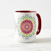 Mug mandala ethnique à fleurs. (Devant droit)