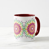 Mug mandala ethnique à fleurs. (Devant droit)