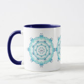 Mug mandala ethnique turquoise. Couronne florale (Gauche)
