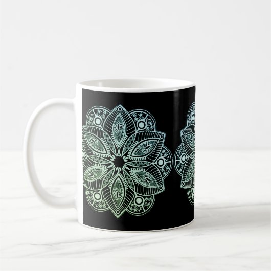 Mug Mandala Exotic Tribal Green Gradient (Gauche)
