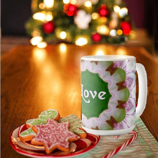 Mug Mandala Fleur Abstraite avec Love Texte facultatif