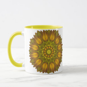 Mug Mandala Fleur aux teintes brillantes de Jaune
