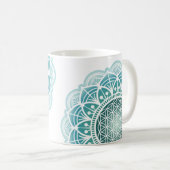 Mug Mandala - Fleur de vie - Turquoise (Devant droit)