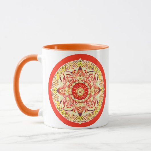 Mug Mandala Fleur en Mandarin Orange (Gauche)