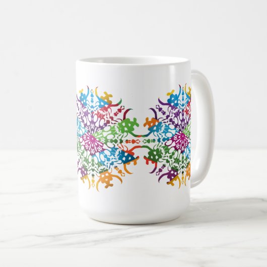 Mug Mandala fleur rose jaune (Devant droit)