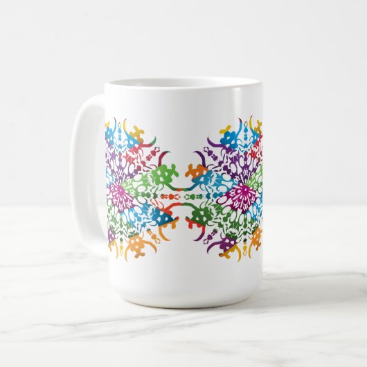 Mug Mandala fleur rose jaune (Devant gauche)